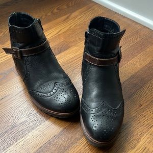 Remote Black/Brown Leather Brogue Style Ankle Boots